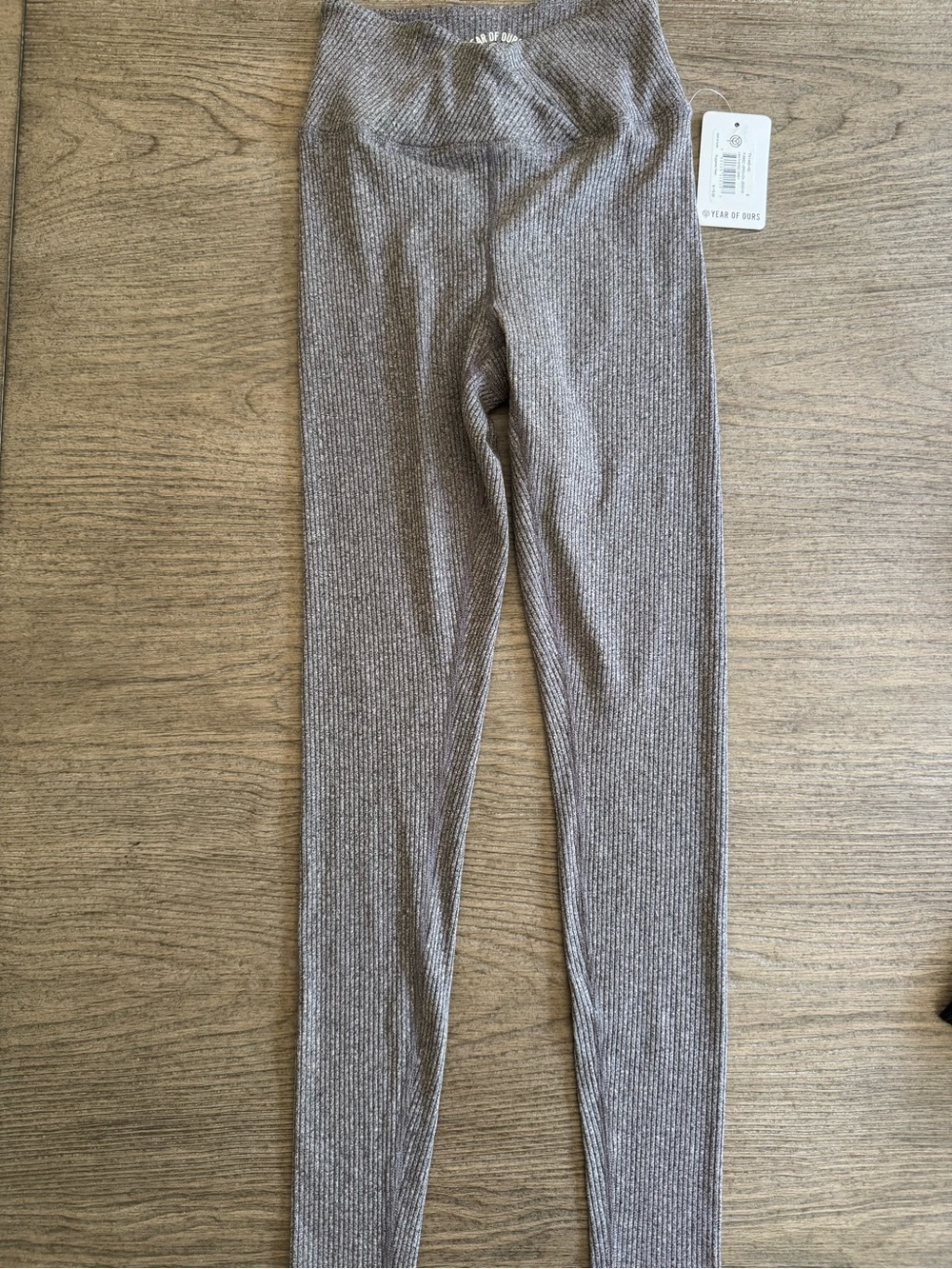 Year of Ours Ribbed Veronica Cross Top Waist Leggings NWT dark gray